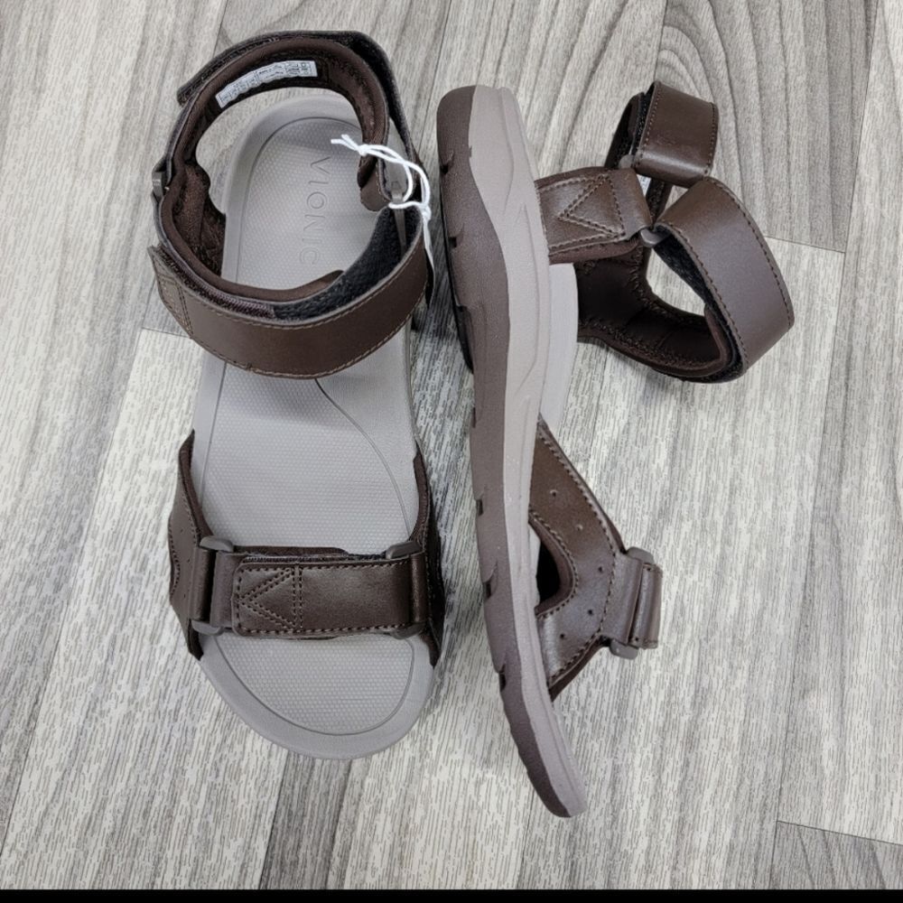 NIB Vionic Canoe Leo Leather Sandals - Picture 2 of 8